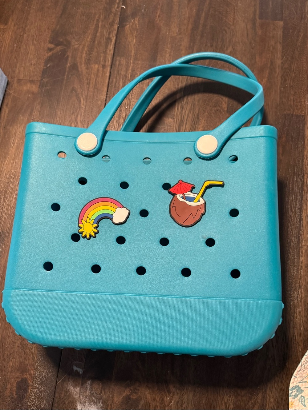 Bright Teal Women's Baonat Waterptoof Tote Bag with Fun Charms